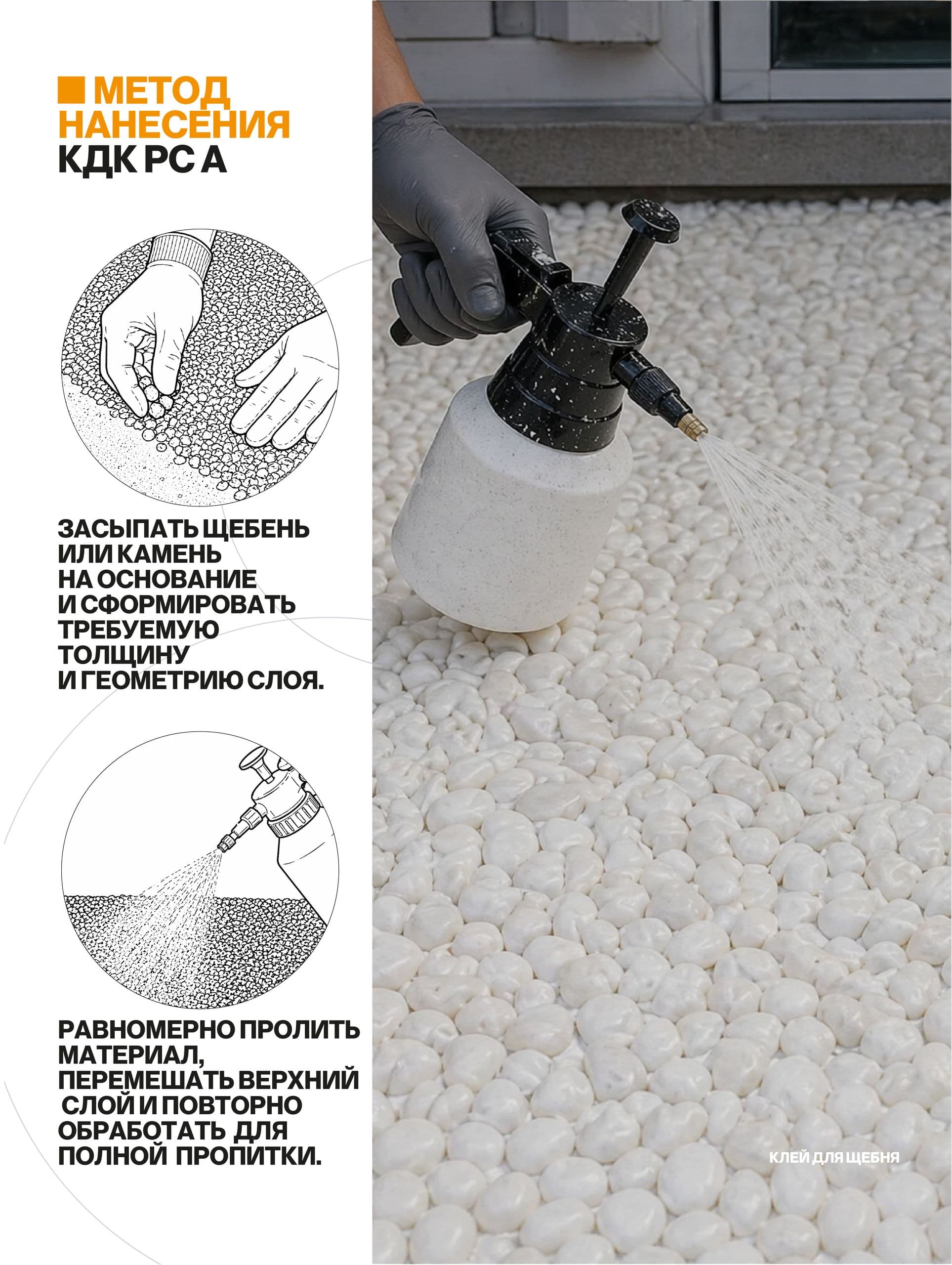 Клей с УФ защитой для каменного ковра, щебня, каменной крошки, 5 кг
