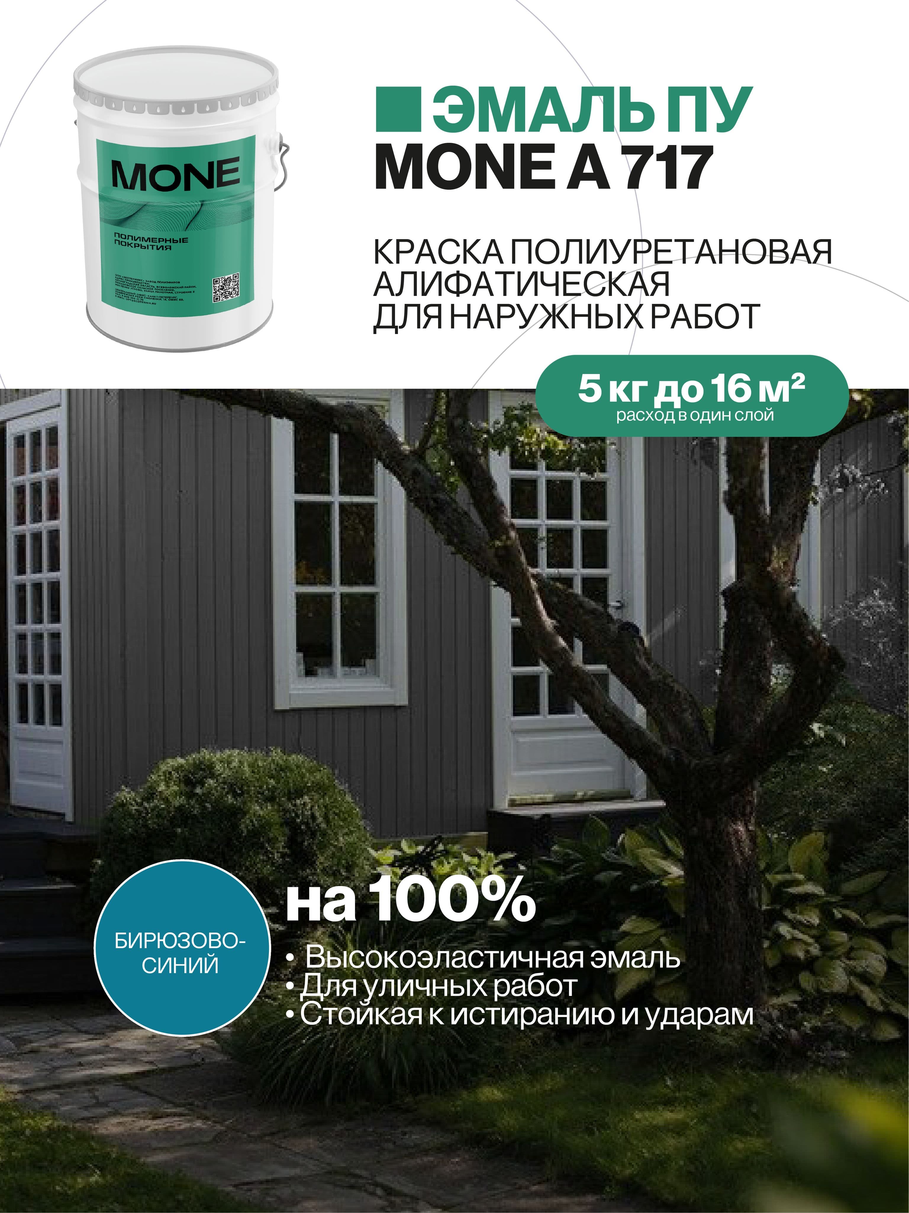Краска уличная полиуретановая, бирюзово-синяя, 5 кг
