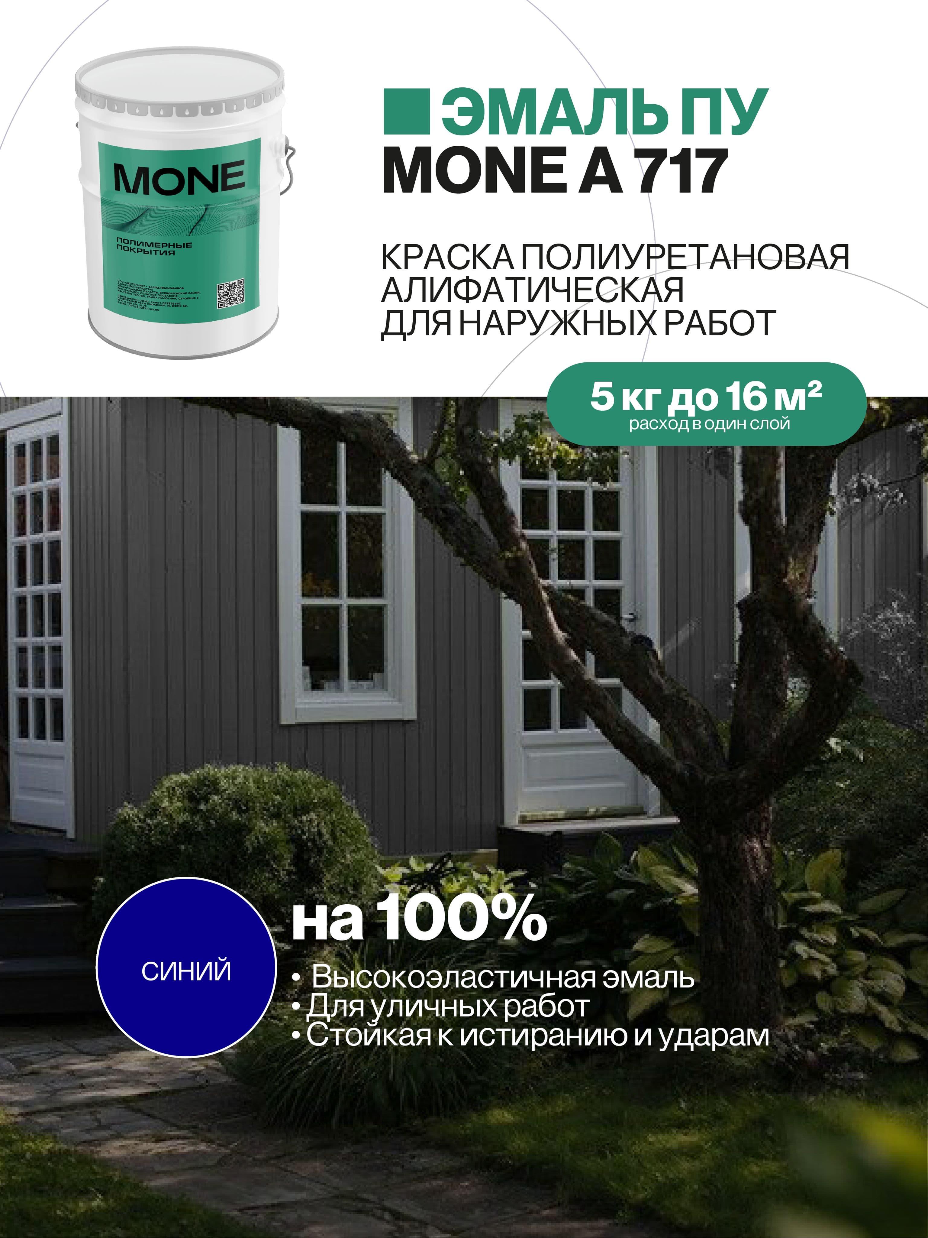 Краска уличная полиуретановая, синяя, 5 кг